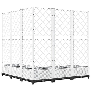 Ζαρντινιέρα Κήπου με Καφασωτό Λευκή 120x120x121,5 εκ. Πολυπροπ. - PAKOBAZAAR