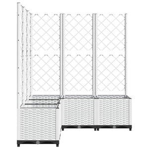 Ζαρντινιέρα Κήπου με Καφασωτό Λευκή 120x120x136 εκ. Πολυπροπ. - PAKOBAZAAR