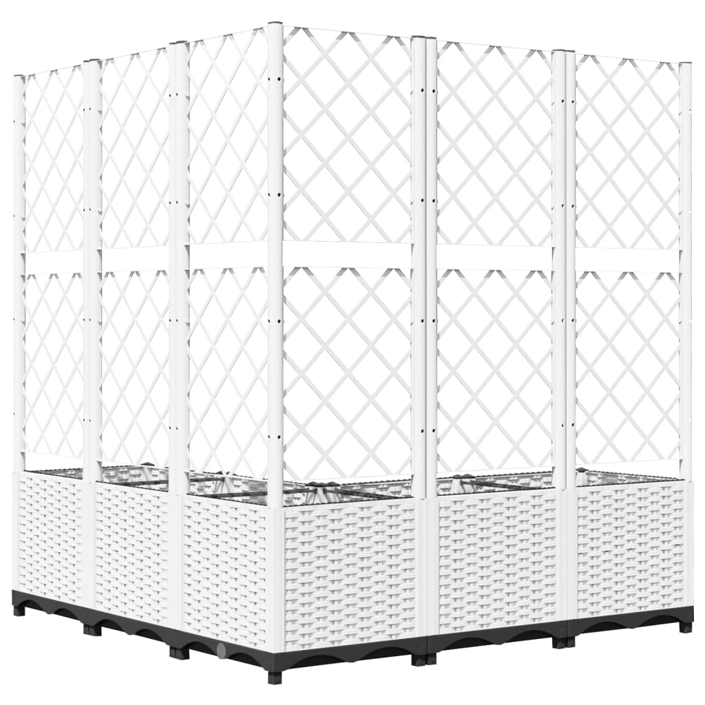 Ζαρντινιέρα Κήπου με Καφασωτό Λευκή 120x120x136 εκ. Πολυπροπ. - PAKOBAZAAR