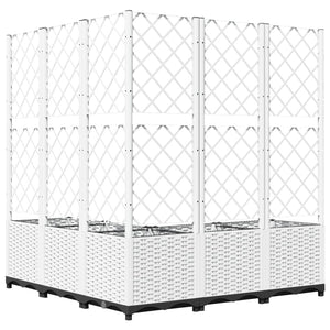 Ζαρντινιέρα Κήπου με Καφασωτό Λευκή 120x120x136 εκ. Πολυπροπ. - PAKOBAZAAR