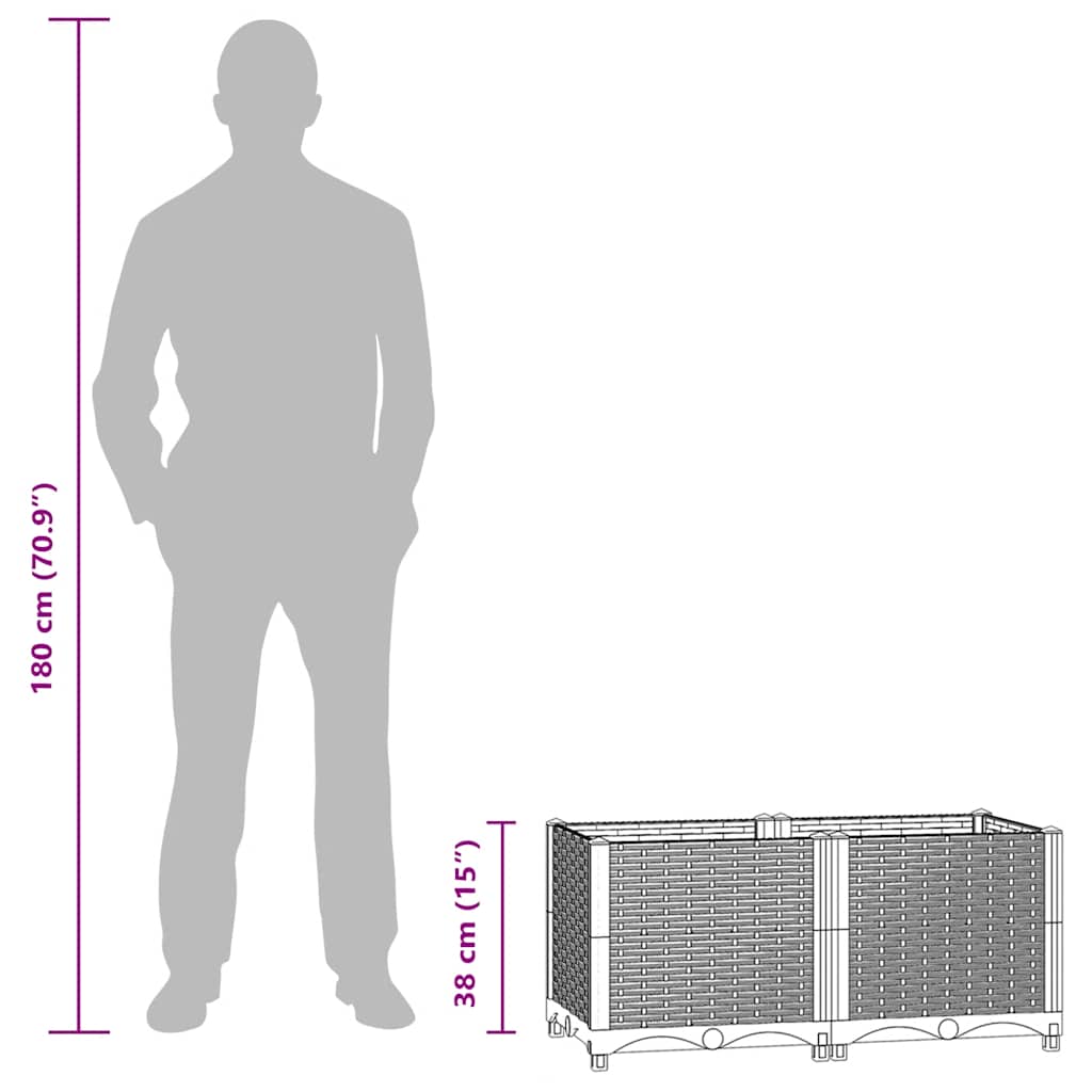 Ζαρντινιέρα 80 x 40 x 38 εκ. από Πολυπροπυλένιο - PAKOBAZAAR