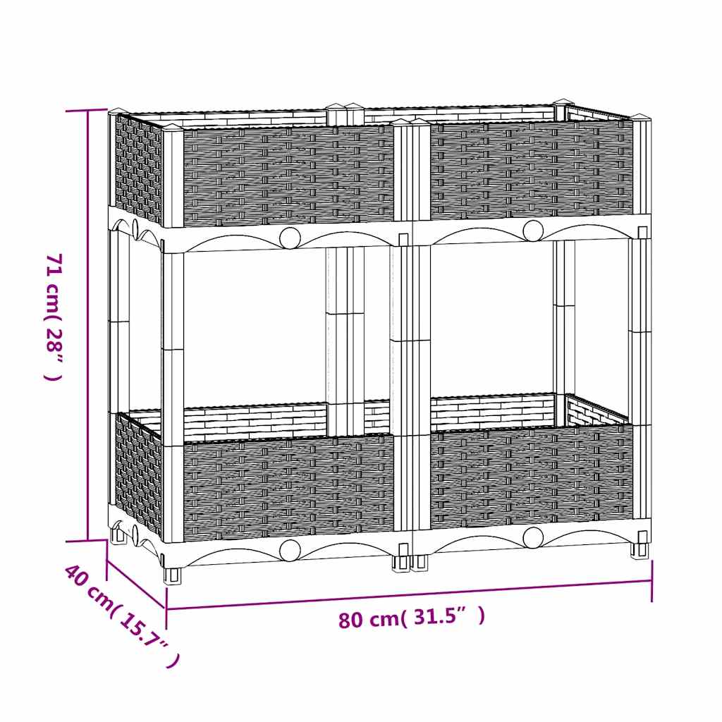 Ζαρντινιέρα 80 x 40 x 71 εκ. από Πολυπροπυλένιο - PAKOBAZAAR