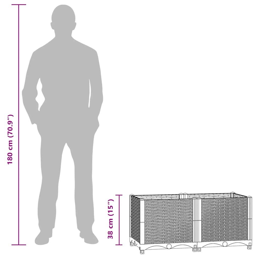 Ζαρντινιέρα 80 x 40 x 38 εκ. από Πολυπροπυλένιο - PAKOBAZAAR