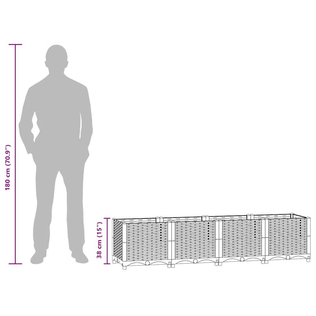 Ζαρντινιέρα 160 x 40 x 38 εκ. από Πολυπροπυλένιο - PAKOBAZAAR