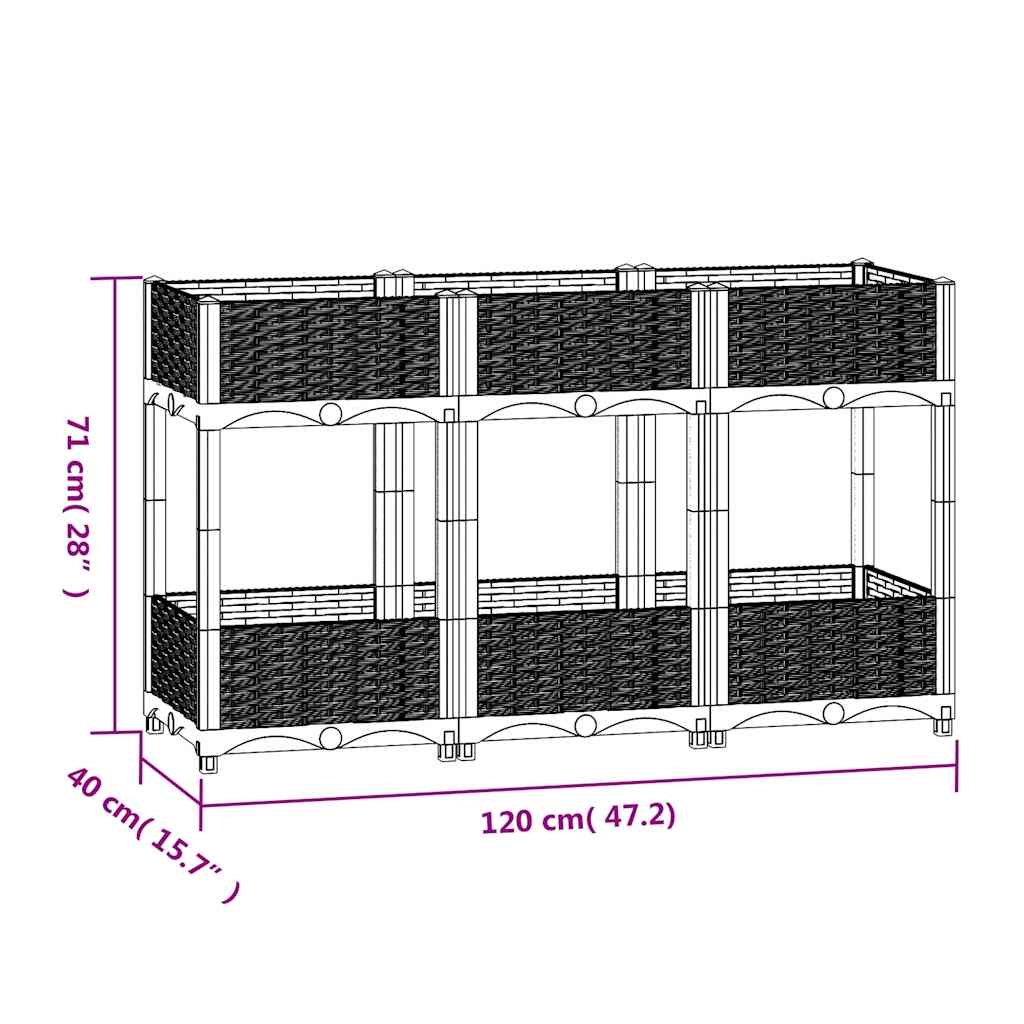 Ζαρντινιέρα 120 x 40 x 71 εκ. από Πολυπροπυλένιο - PAKOBAZAAR