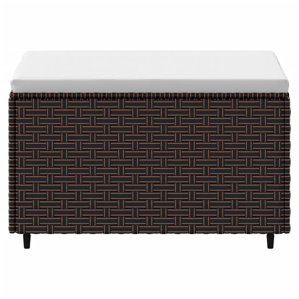 Υποπόδιο Κήπου με Μαξιλάρι Καφέ από Συνθετικό Ρατάν