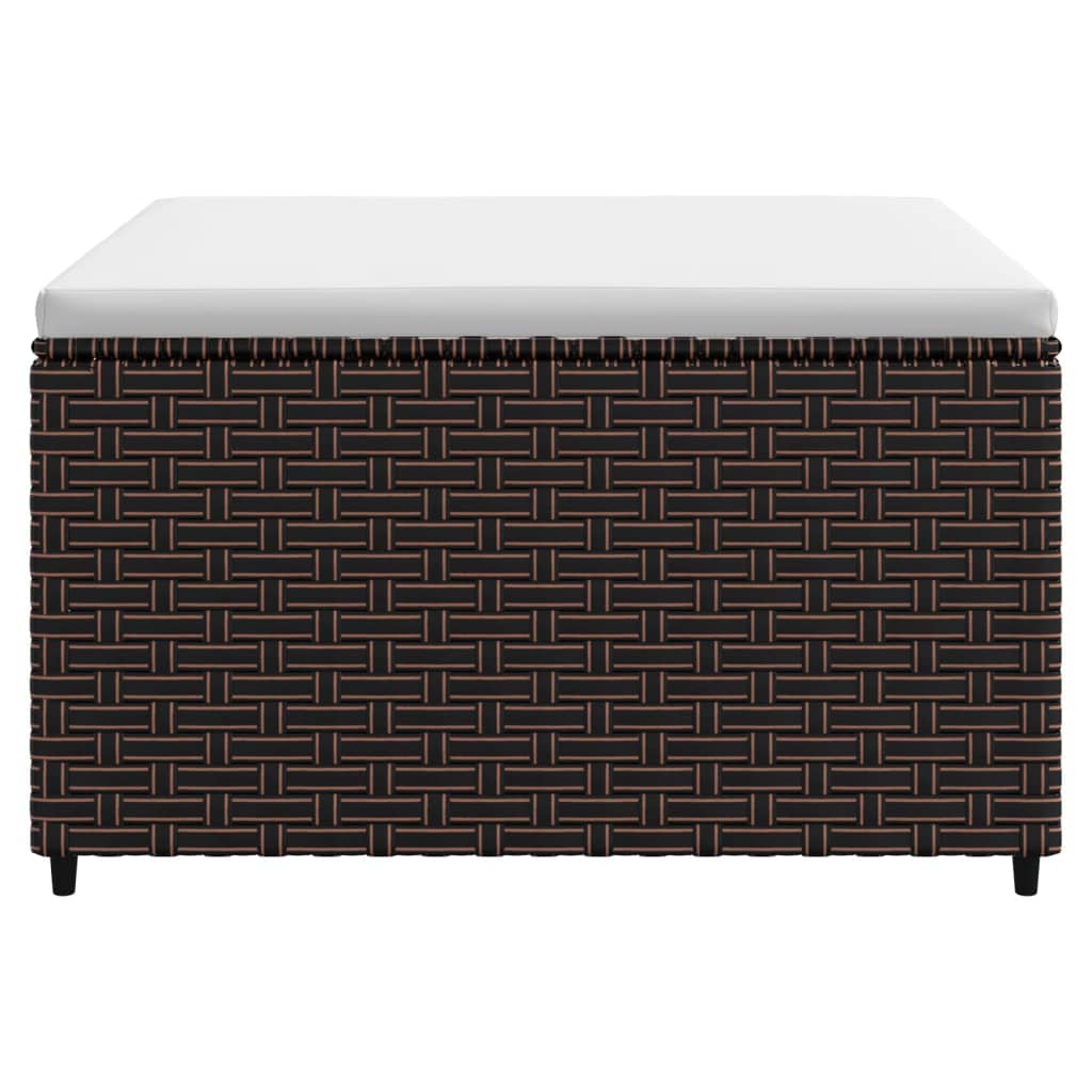 Υποπόδιο Κήπου με Μαξιλάρι Καφέ από Συνθετικό Ρατάν