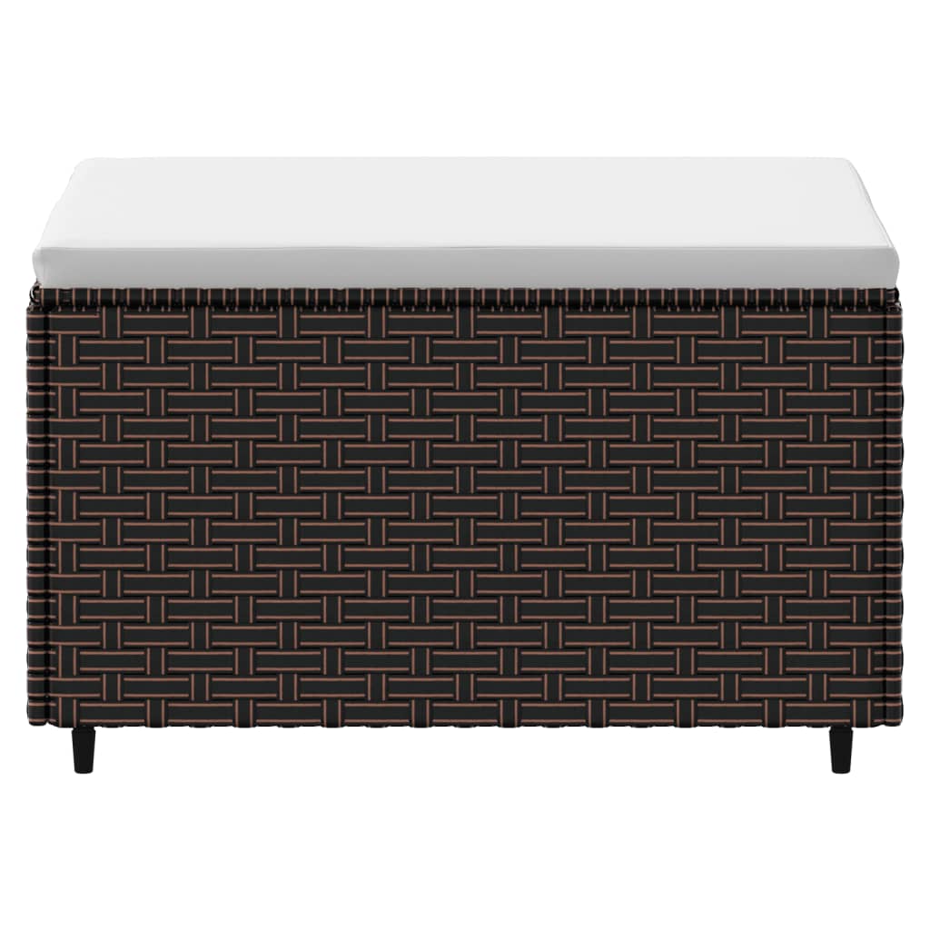 Υποπόδια Κήπου 2 τεμ. Καφέ από Συνθετικό Ρατάν με Μαξιλάρια