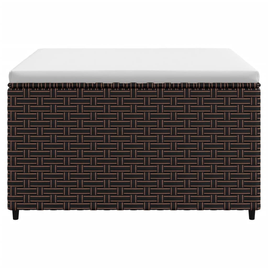 Υποπόδια Κήπου 2 τεμ. Καφέ από Συνθετικό Ρατάν με Μαξιλάρια