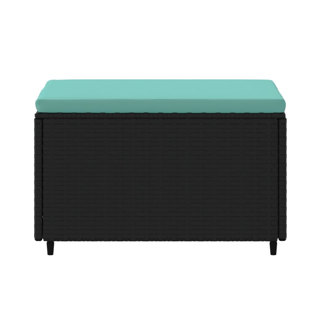 Υποπόδια Κήπου 2 τεμ. Μαύρα από Συνθετικό Ρατάν με Μαξιλάρια