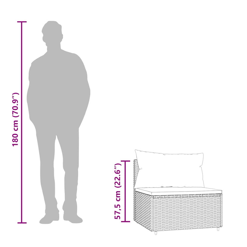 Καναπέδες Κήπου Μεσαίοι με Μαξιλάρια 2 τεμ. Καφέ Συνθ. Ρατάν