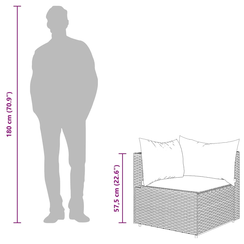 Σαλόνι Κήπου Σετ 3 τεμ. Γκρι από Συνθετικό Ρατάν με Μαξιλάρια