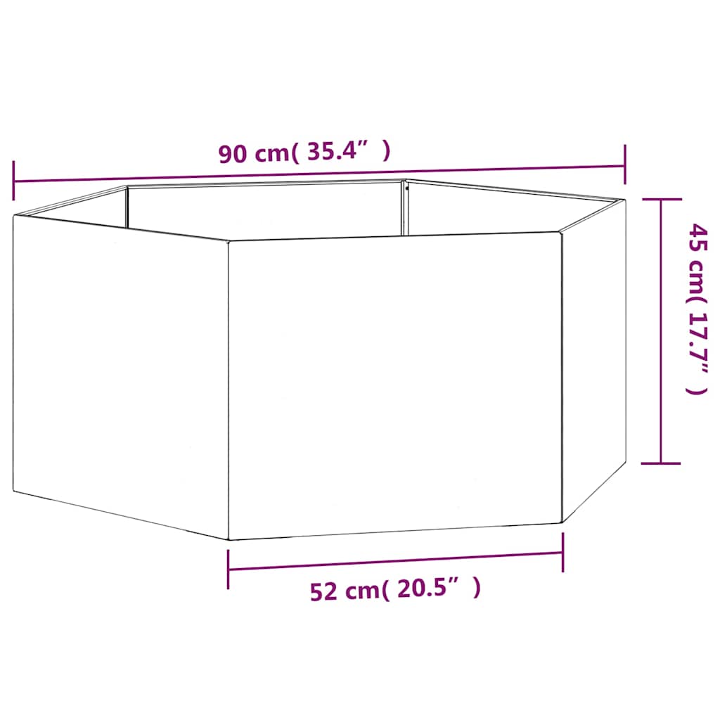 Ζαρντινιέρα Σκουρ. 90 x 90 x 45 εκ. Ατσάλι Σκληρυθέν στον Αέρα - Pakobazaar