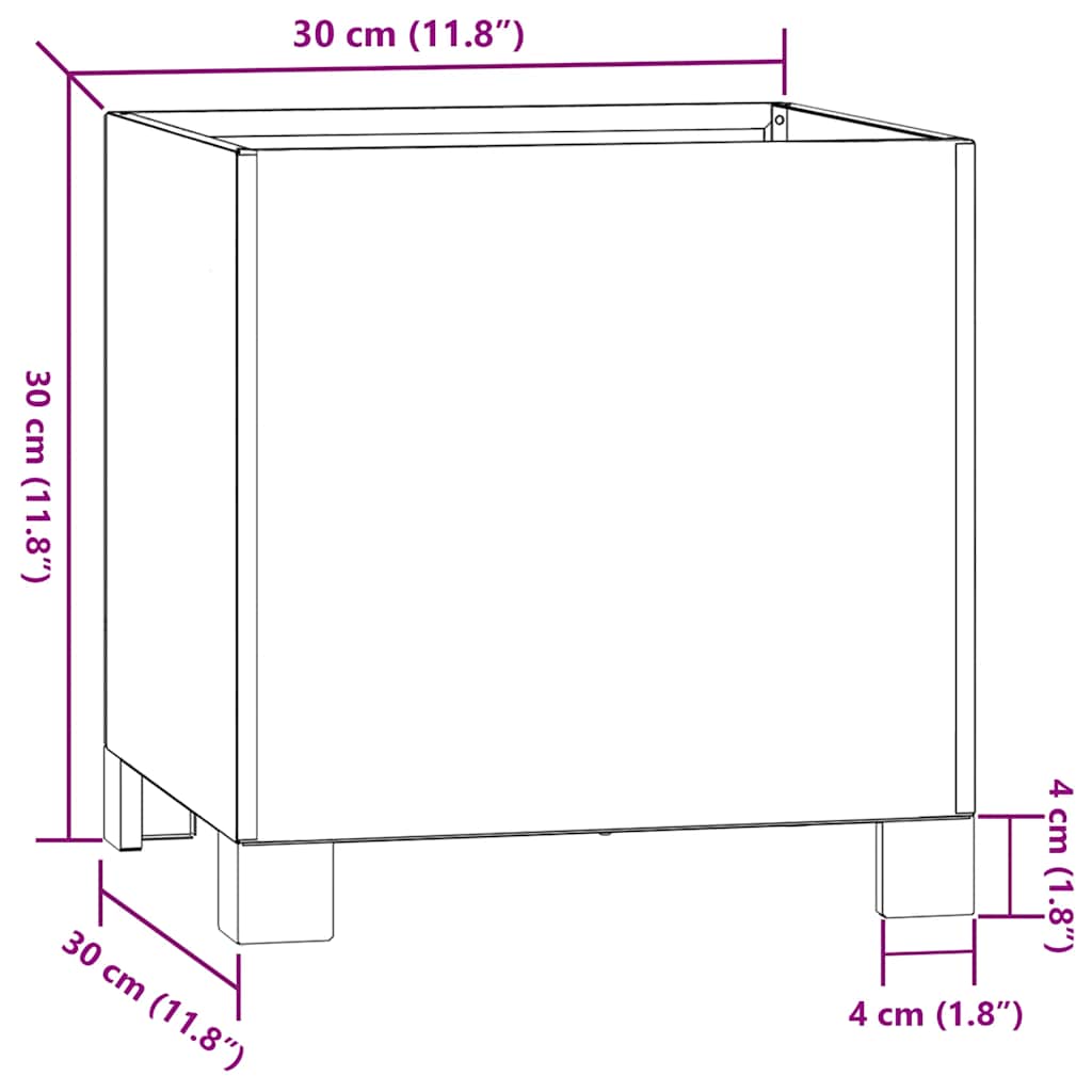 Ζαρντινιέρα με Πόδια Σκουριασμ. 30x30x30 εκ. Ατσάλι από Κορτέν