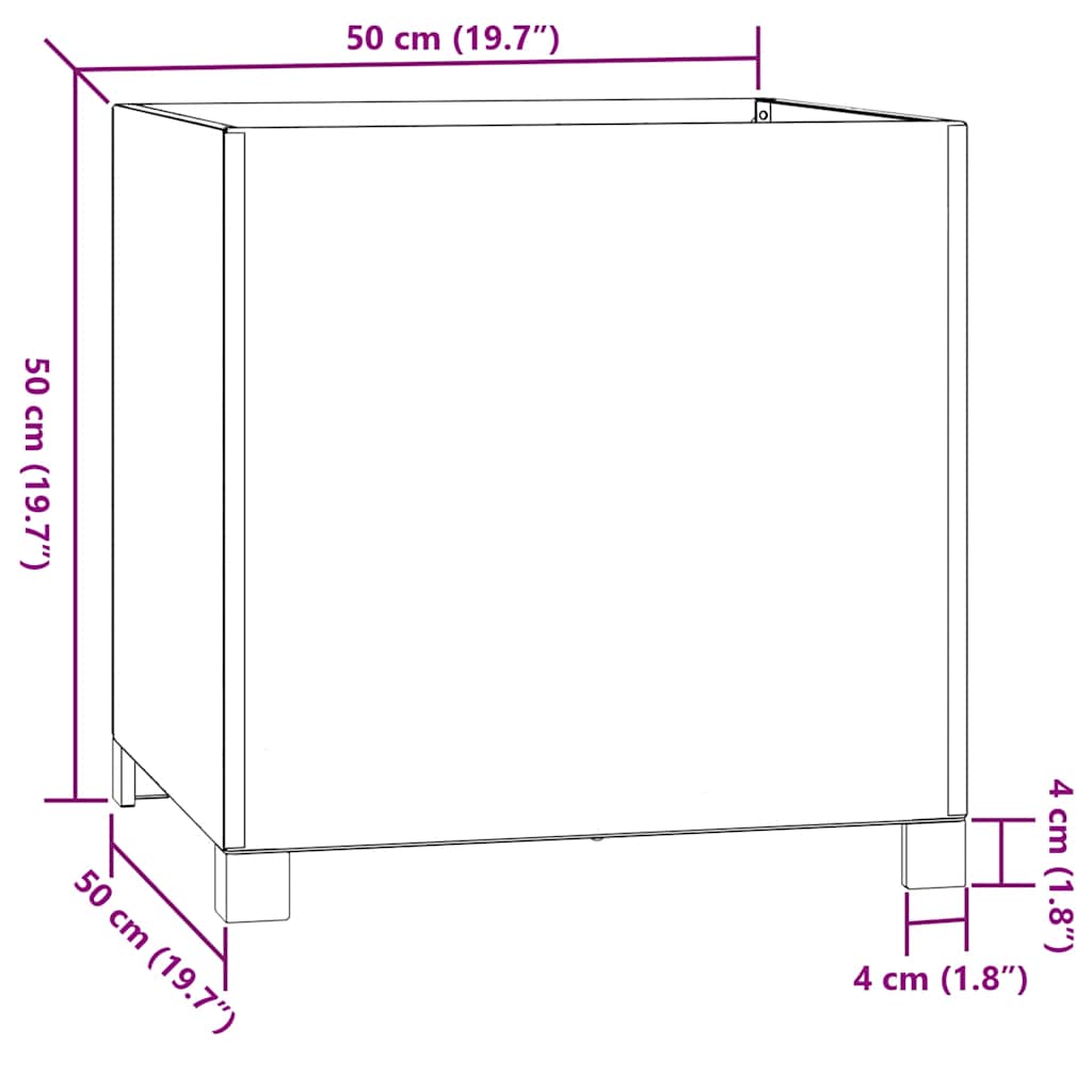 Ζαρντινιέρες 2τεμ. Σκουρ. 50x50x50εκ Ατσάλι Σκληρυθέν στον Αέρα - Pakobazaar