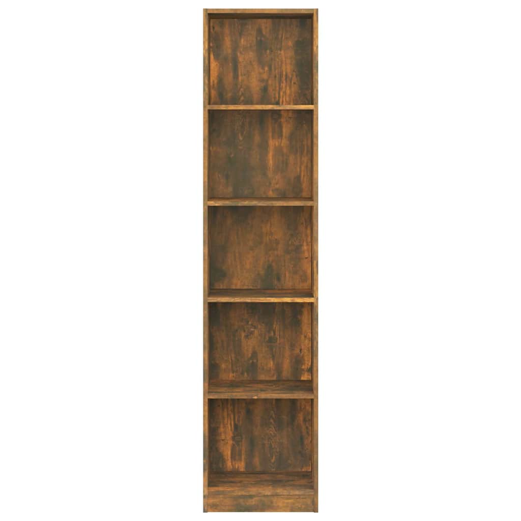 Βιβλιοθήκη με 5 Ράφια Καπνιστή Δρυς 40x24x175 εκ. Επεξεργ. Ξύλο