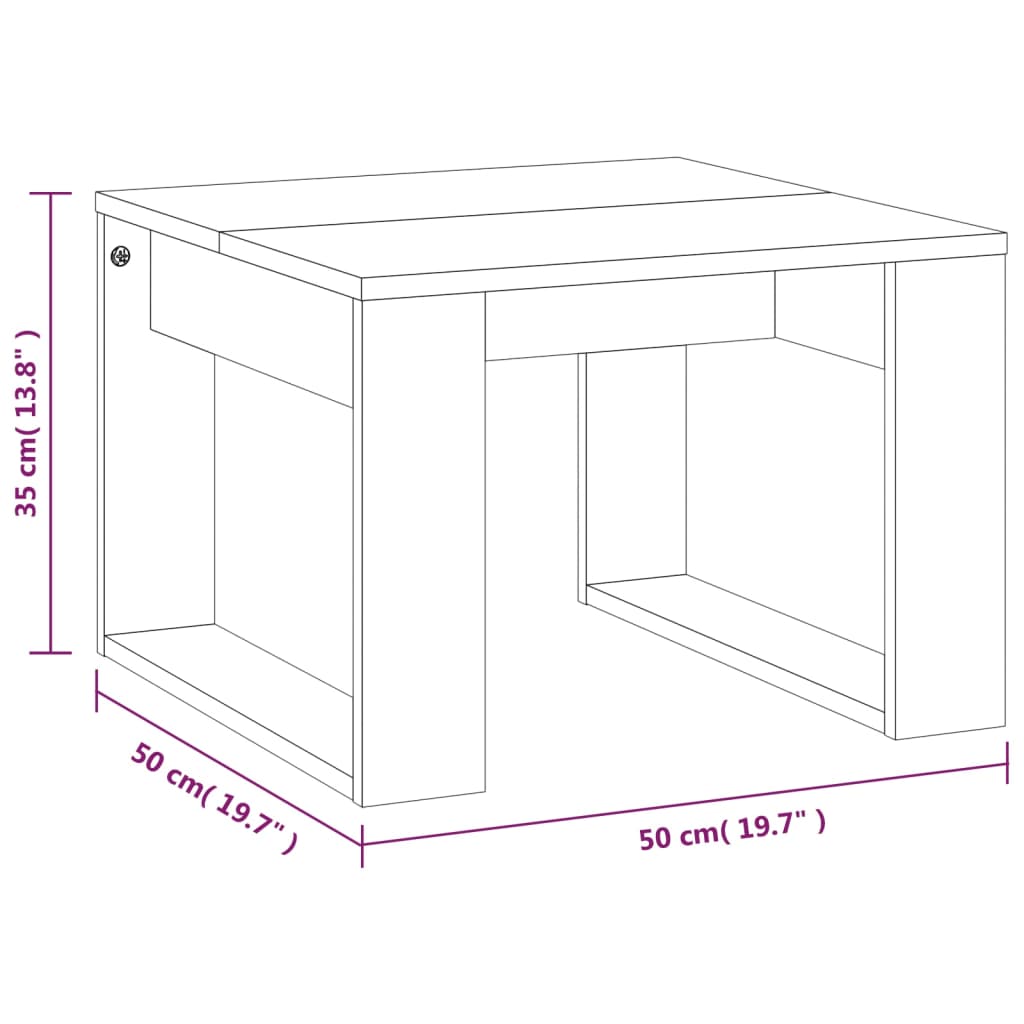 Βοηθητικό Τραπέζι Καφέ Δρυς 50 x 50 x 35 εκ. Επεξεργασμένο Ξύλο