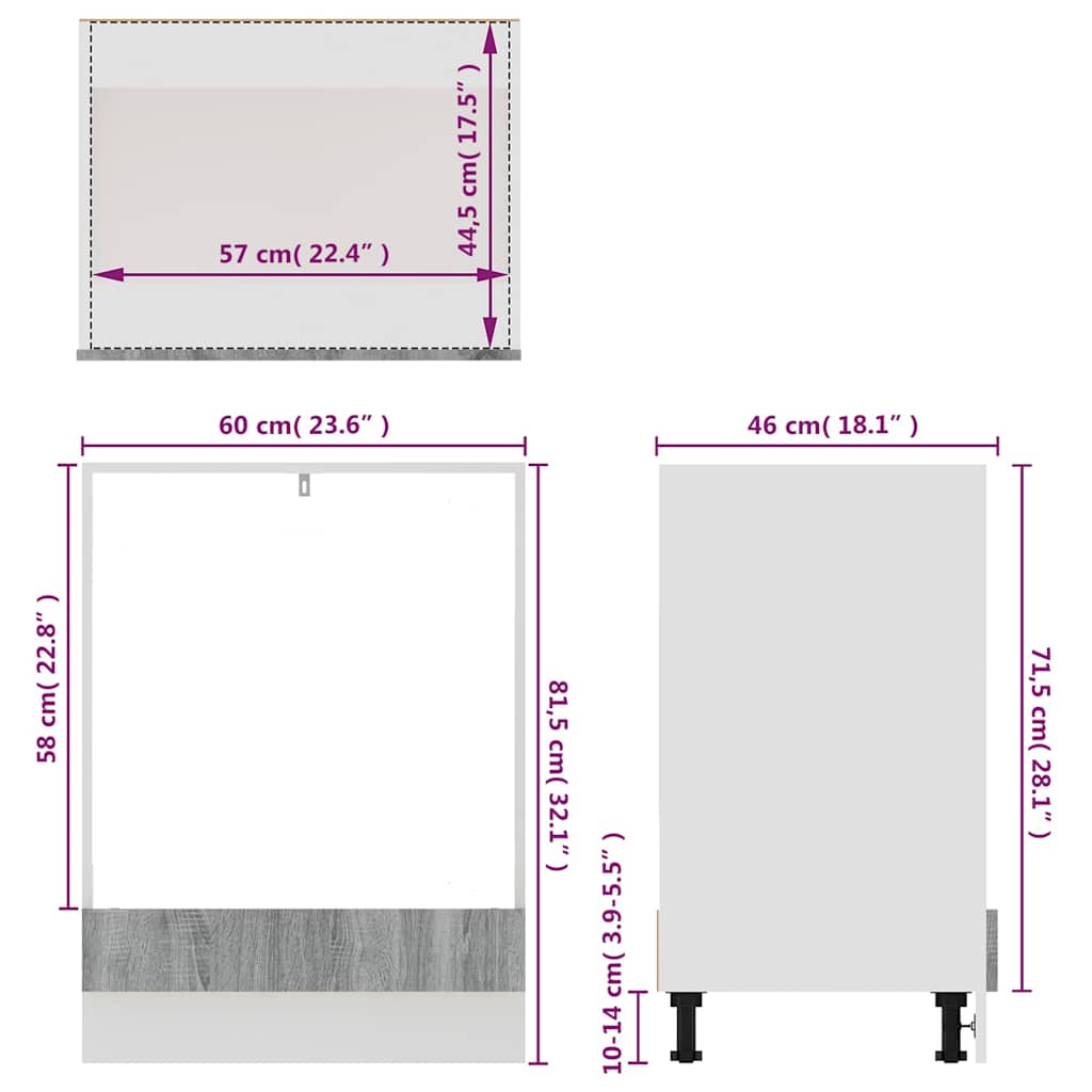 Ντουλάπι Φούρνου "Riga" Γκρι Sonoma 60x46x81,5 εκ. από Τεχνητό Ξύλο