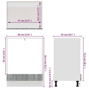 Ντουλάπι Φούρνου "Riga" Γκρι Sonoma 60x46x81,5 εκ. από Τεχνητό Ξύλο
