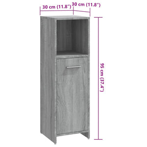 Ντουλάπι Μπάνιου Γκρι Sonoma 30x30x95 εκ. Επεξεργασμένο Ξύλο - Pakobazaar