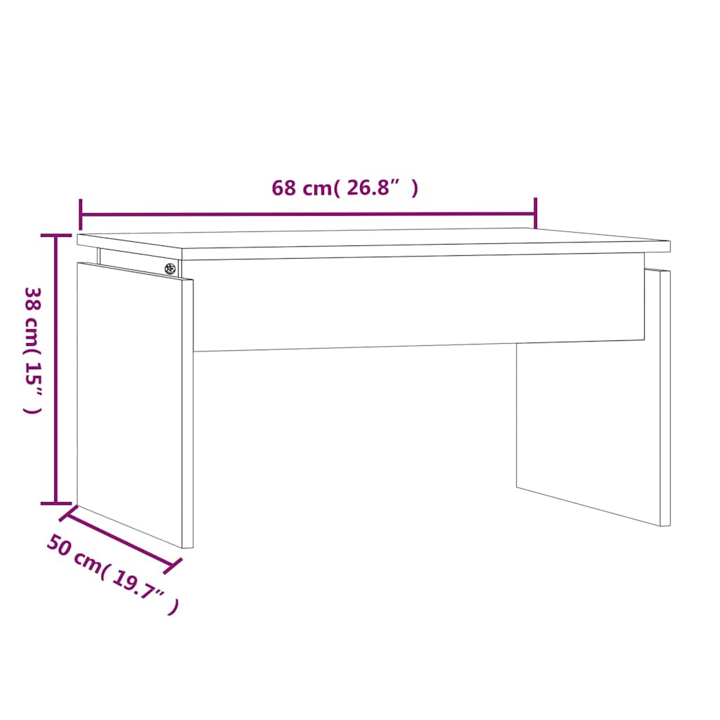 Τραπεζάκι Σαλονιού Καφέ Δρυς 68x50x38 εκ. Επεξεργασμένο Ξύλο