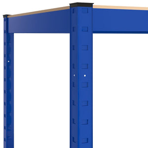 Ραφιέρες 4 Επιπέδων 5 τεμ. Μπλε από Ατσάλι & Επεξεργασμένο Ξύλο
