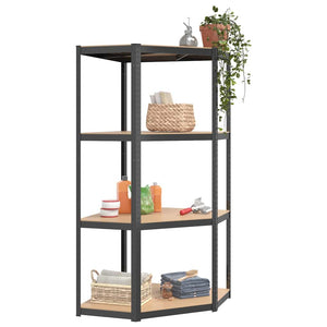 Ραφιέρες 4 Επιπέδων 5 τεμ. Μπλε από Ατσάλι & Επεξεργασμένο Ξύλο