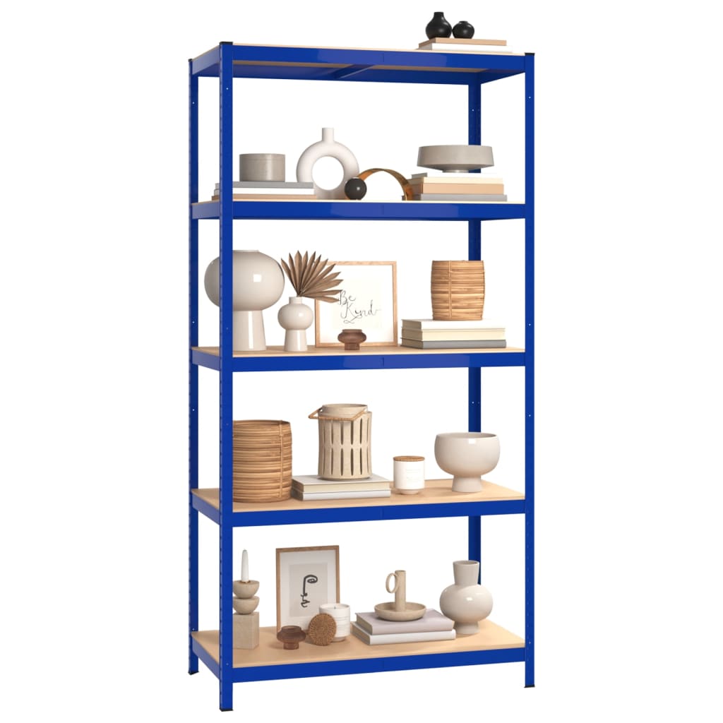 Ράφια 5 Επιπέδων 4 τεμ. Μπλε από Ατσάλι & Επεξεργασμένο Ξύλο - Pakobazaar