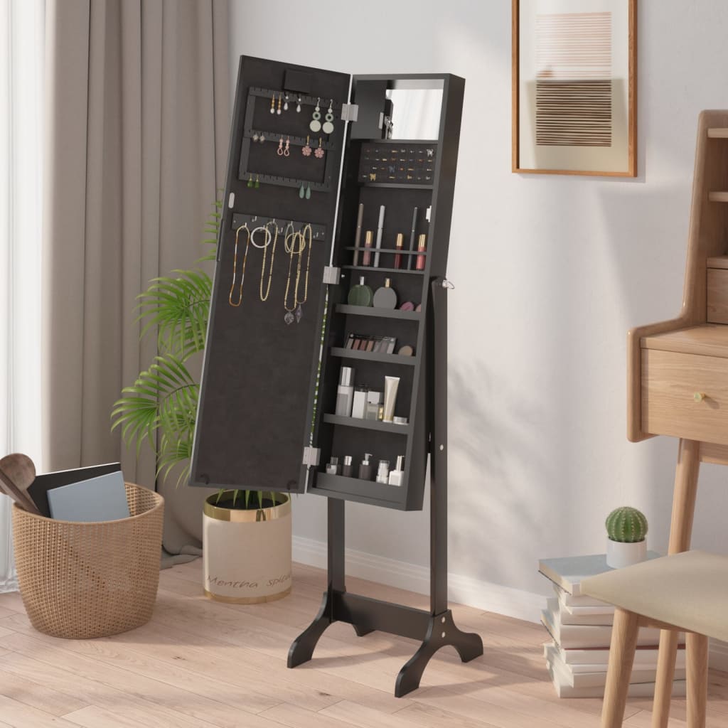 Καθρέφτης Επιδαπέδιος με LED Μαύρος 34 x 37 x 146 εκ.