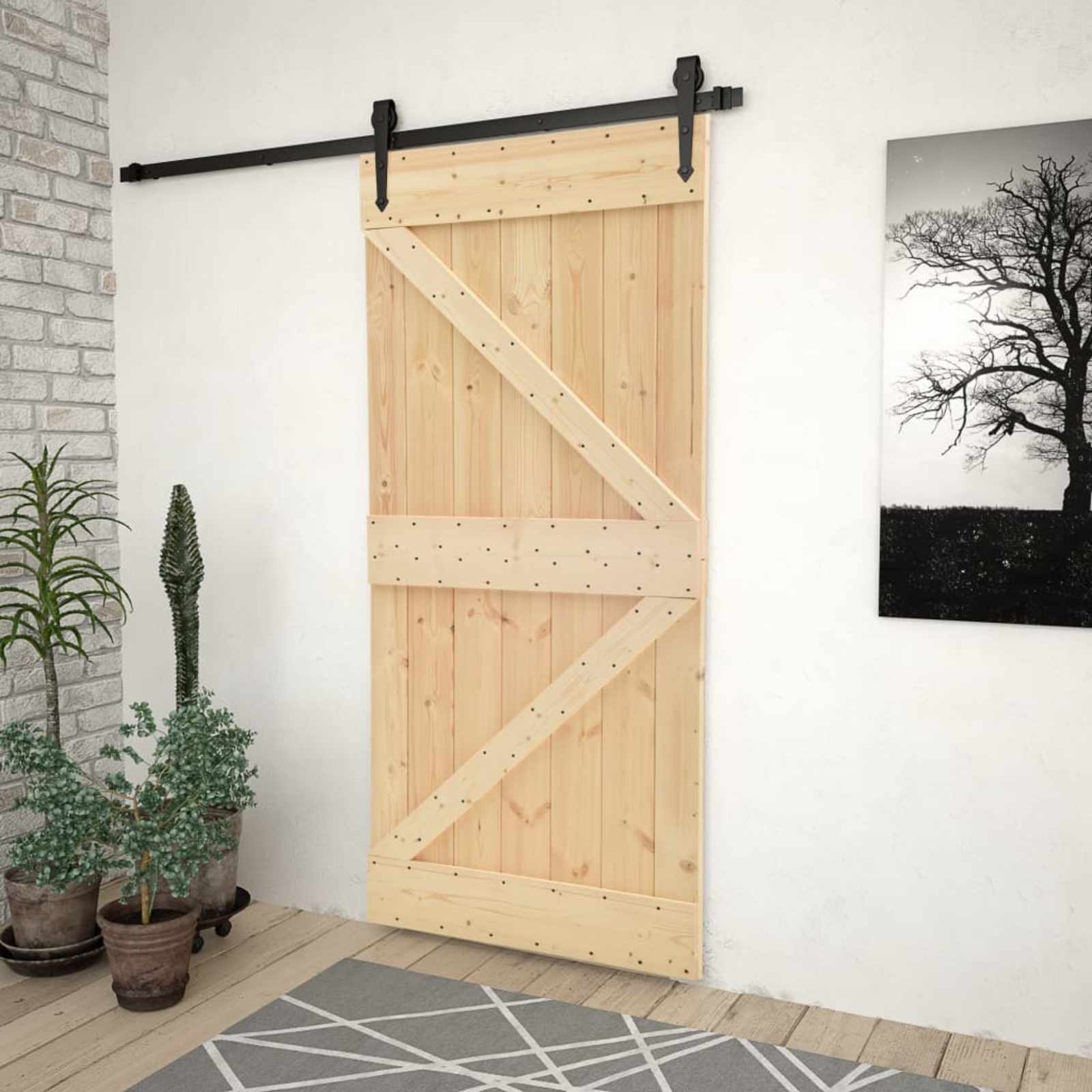 Πόρτα NARVIK Φυσικό 80 x 210 cm Συμπαγές Ξύλο Πεύκου - Pakobazaar
