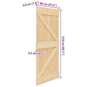 Πόρτα NARVIK Φυσικό 80 x 210 cm Συμπαγές Ξύλο Πεύκου - Pakobazaar