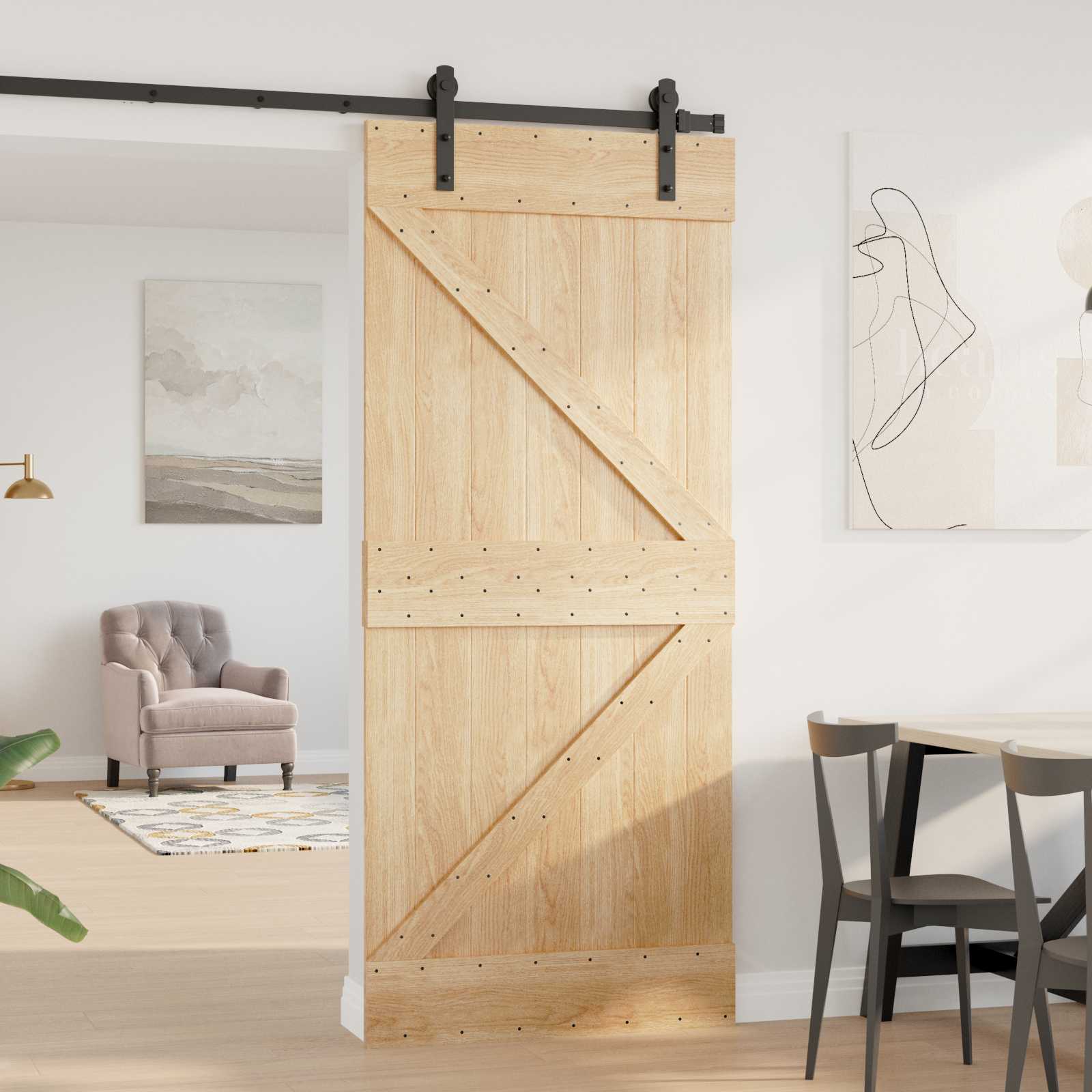 Πόρτα NARVIK Φυσικό 90 x 210 cm Συμπαγές Ξύλο Πεύκου - Pakobazaar