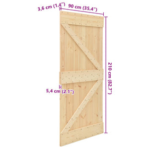 Πόρτα NARVIK Φυσικό 90 x 210 cm Συμπαγές Ξύλο Πεύκου - Pakobazaar