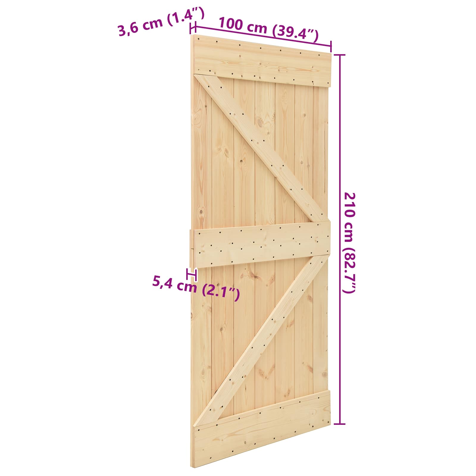Πόρτα NARVIK Φυσικό 100 x 210 cm Συμπαγές Ξύλο Πεύκου - Pakobazaar