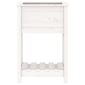 Ζαρντινιέρα με Ράφι Λευκή 54 x 34,5 x 81 εκ. Μασίφ Ξύλο Πεύκου