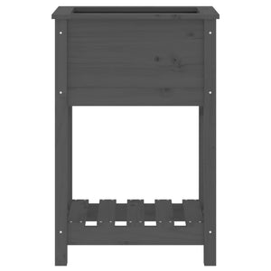 Ζαρντινιέρα με Ράφι Γκρι 54x34,5x81 εκ. Μασίφ Ξύλο Πεύκου - Pakobazaar