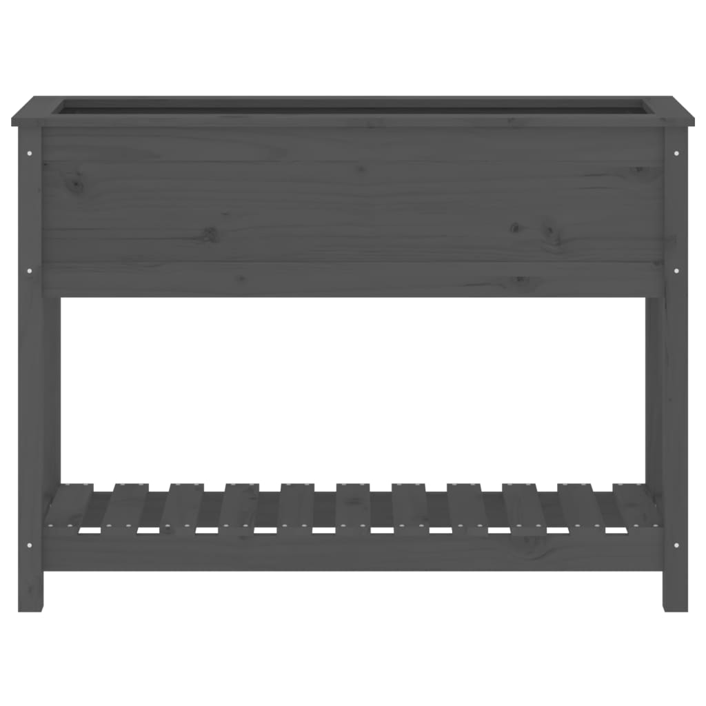 Ζαρντινιέρα με Ράφι Γκρι 111,5x34,5x81 εκ. Μασίφ Ξύλο Πεύκου - Pakobazaar