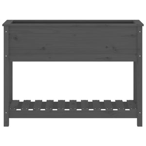 Ζαρντινιέρα με Ράφι Γκρι 111,5x34,5x81 εκ. Μασίφ Ξύλο Πεύκου - Pakobazaar