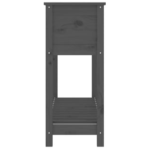 Ζαρντινιέρα με Ράφι Γκρι 111,5x34,5x81 εκ. Μασίφ Ξύλο Πεύκου - Pakobazaar