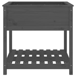 Ζαρντινιέρα με Ράφι Γκρι 82,5x82,5x81 εκ. Μασίφ Ξύλο Πεύκου