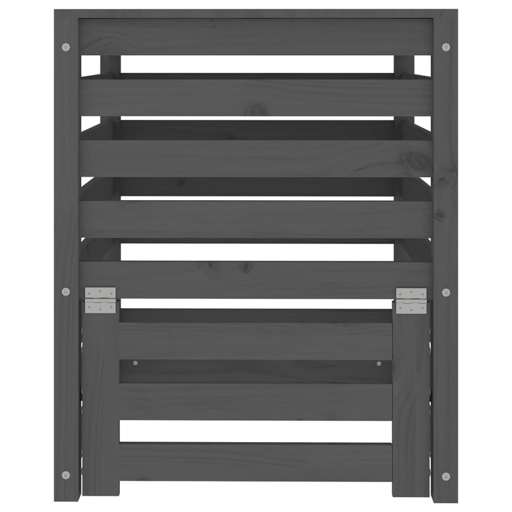 Κομποστοποιητής Γκρι 63,5x63,5x77,5 εκ. από Μασίφ Ξύλο Πεύκου