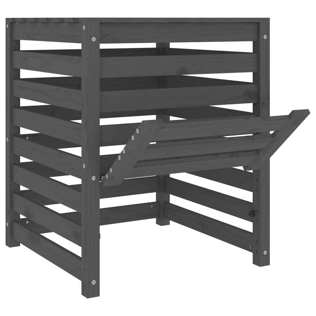 Κομποστοποιητής Γκρι 63,5x63,5x77,5 εκ. από Μασίφ Ξύλο Πεύκου