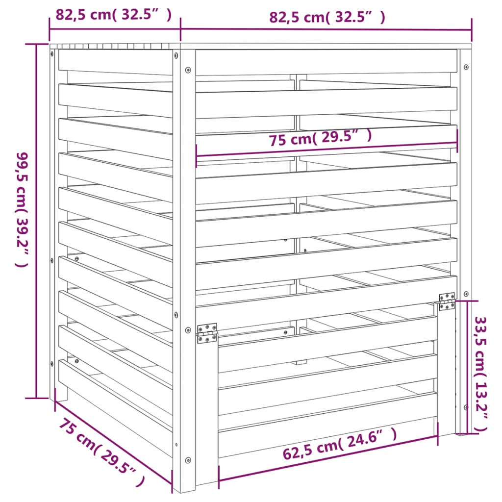 Κομποστοποιητής Λευκός 82,5x82,5x99,5 εκ. από Μασίφ Ξύλο Πεύκου