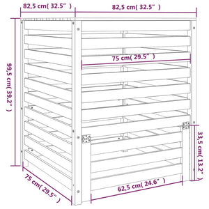 Κομποστοποιητής Γκρι 82,5x82,5x99,5 εκ. από Μασίφ Ξύλο Πεύκου