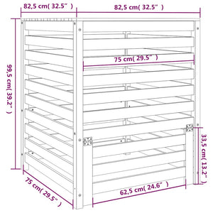 Κομποστοποιητής Μαύρο 82,5x82,5x99,5 εκ. από Μασίφ Ξύλο Πεύκου - Pakobazaar