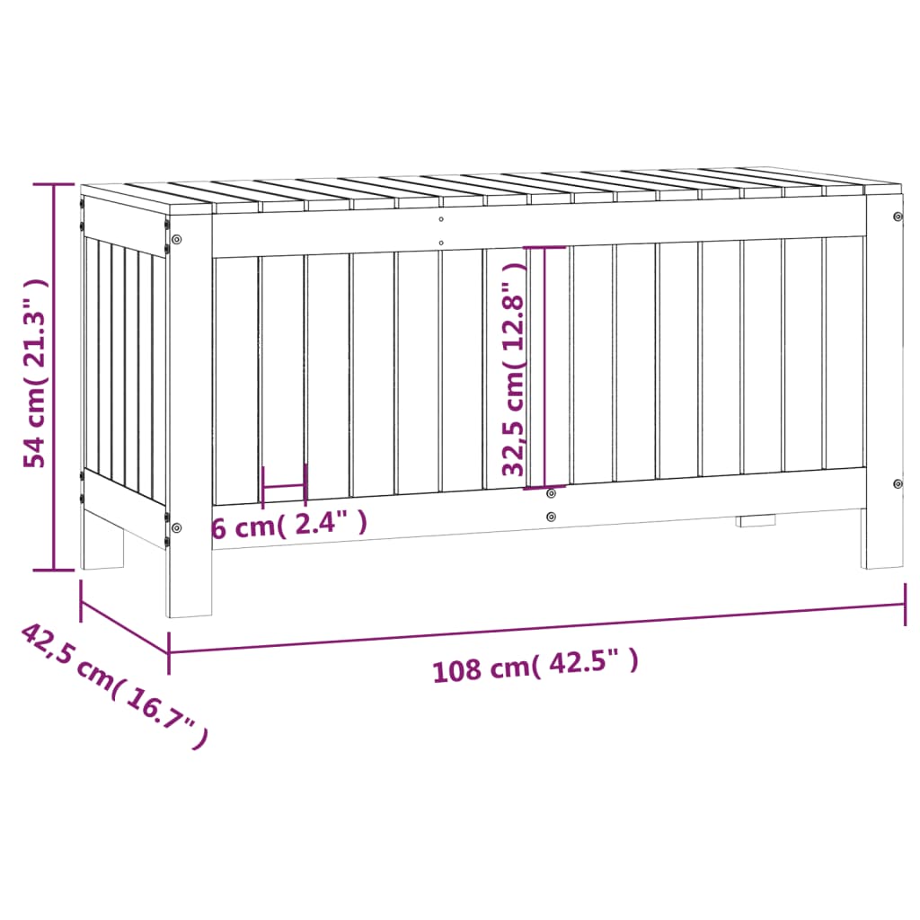 Μπαούλο Αποθήκευσης Κήπου 76x42,5x54 εκ. Μασίφ Ξύλο Πεύκου