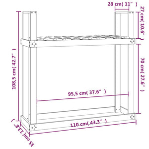 Ραφιέρα Καυσόξυλων Γκρι 110x35x108,5 εκ. από Μασίφ Ξύλο Πεύκου