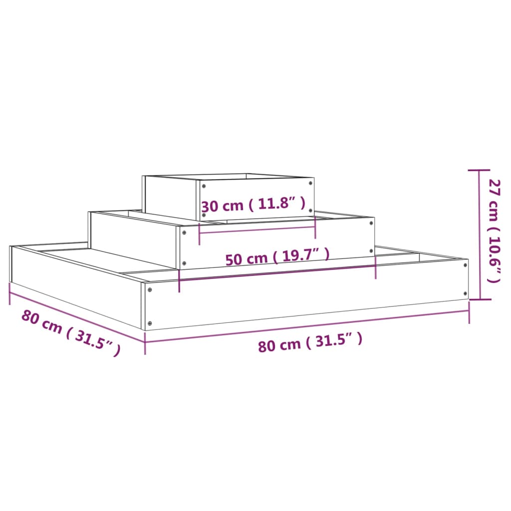 Ζαρντινιέρα Καφέ Μελί 80 x 80 x 27 εκ. από Μασίφ Ξύλο Πεύκου