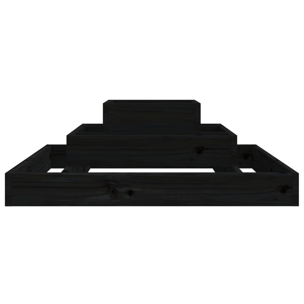 Ζαρντινιέρα Μαύρο 80 x 80 x 27 εκ. από Μασίφ Ξύλο Πεύκου