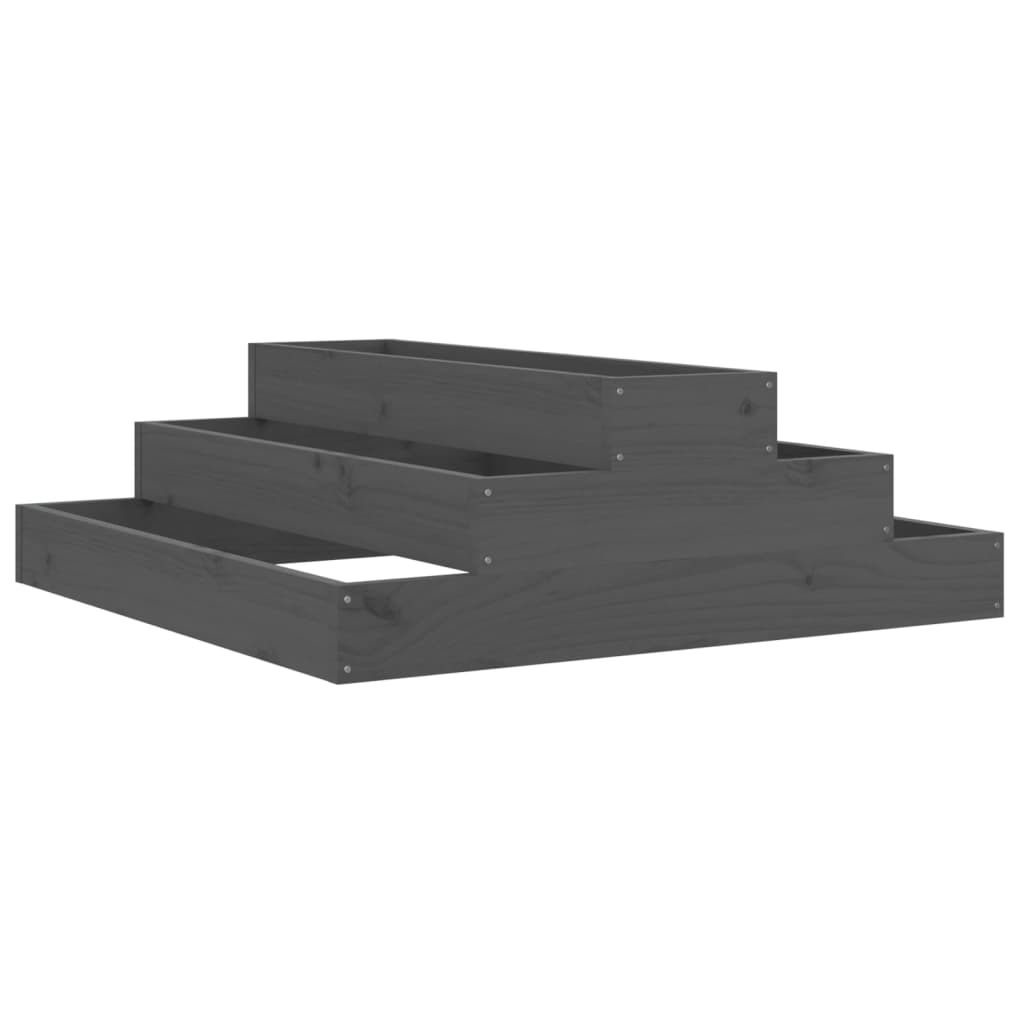 Ζαρντινιέρα Γκρι 80 x 80 x 27 εκ. από Μασίφ Ξύλο Πεύκου